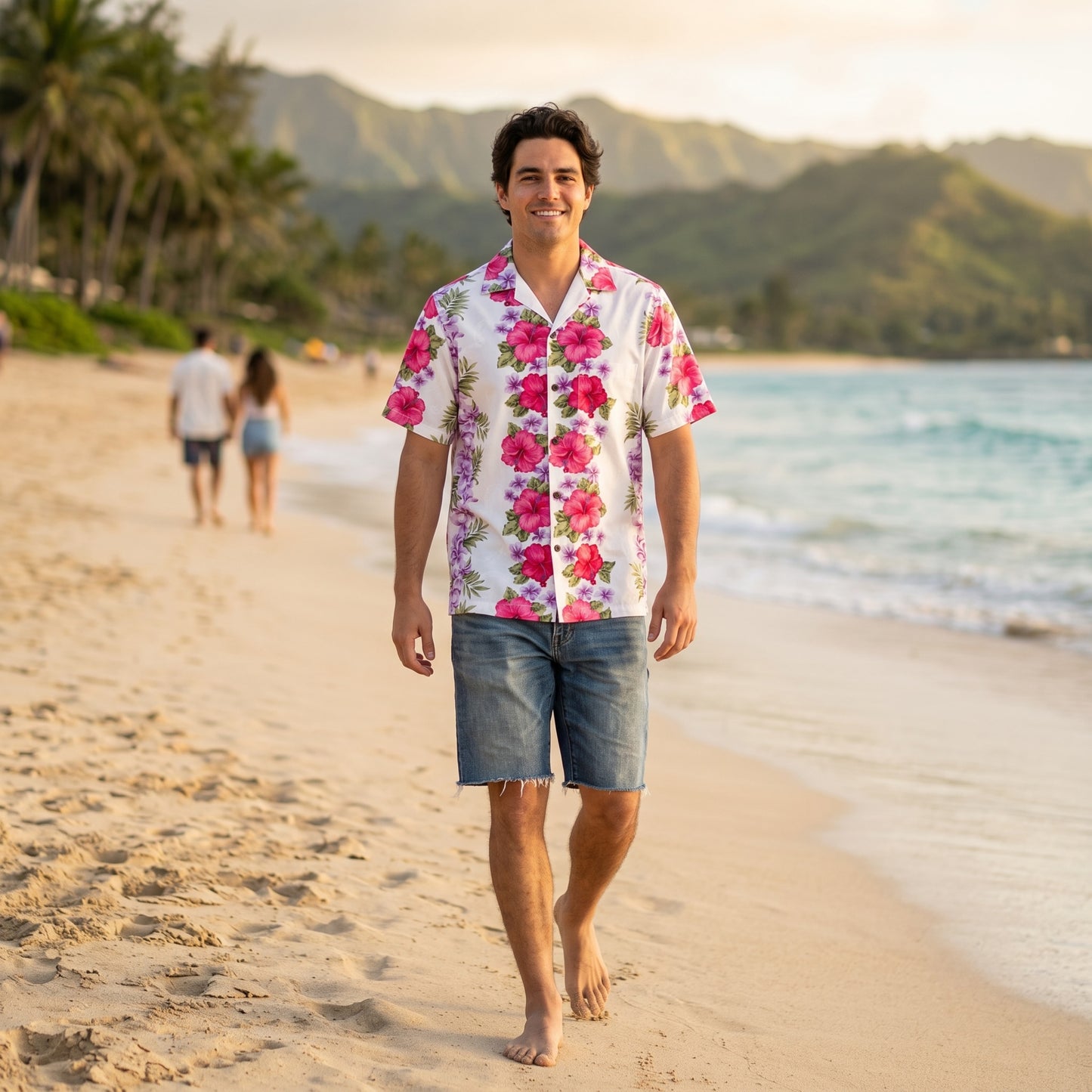 white mist hawaiian cotton shirt