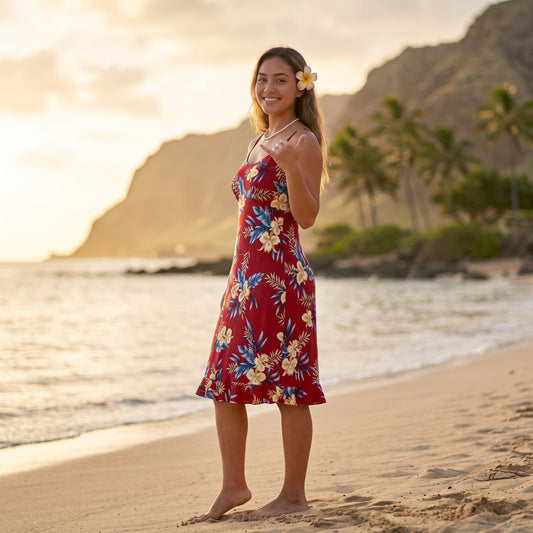 midnight maroon hawaiian kamalii dress
