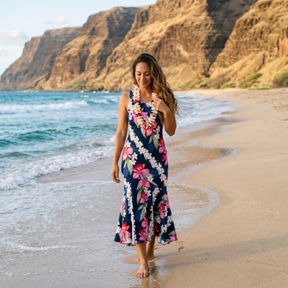 orchid play blue hawaiian lehua dress