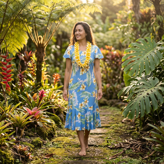 atoll blue hawaiian malia dress