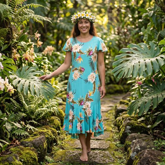 mountain green hawaiian malia dress