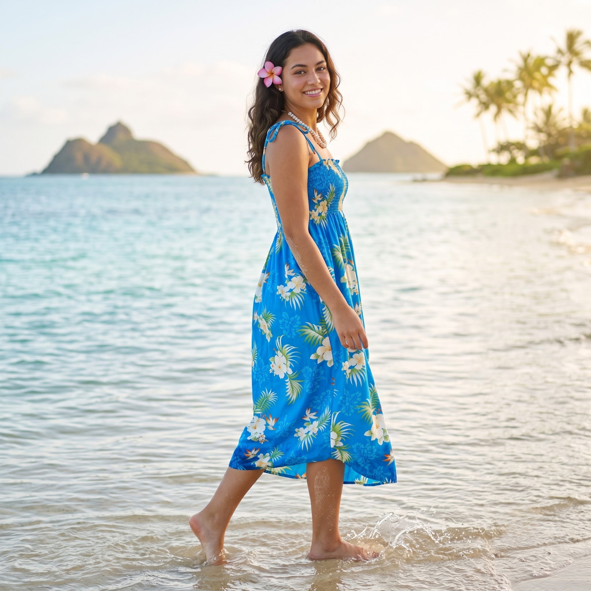 passion blue hawaiian maxi dress