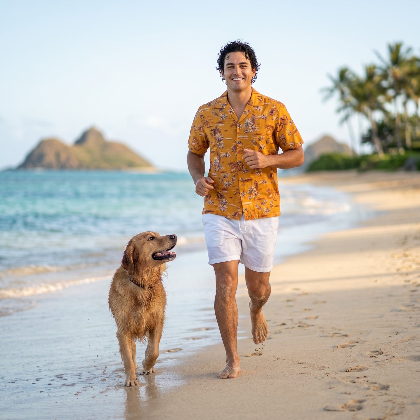 honolulu orange hawaiian aloha rayon shirt
