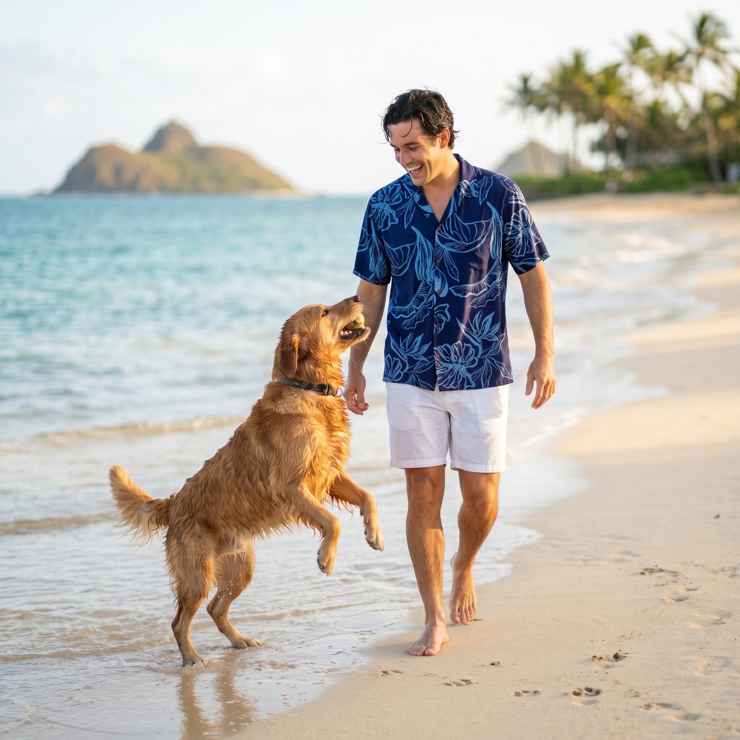 olomana blue hawaiian rayon shirt