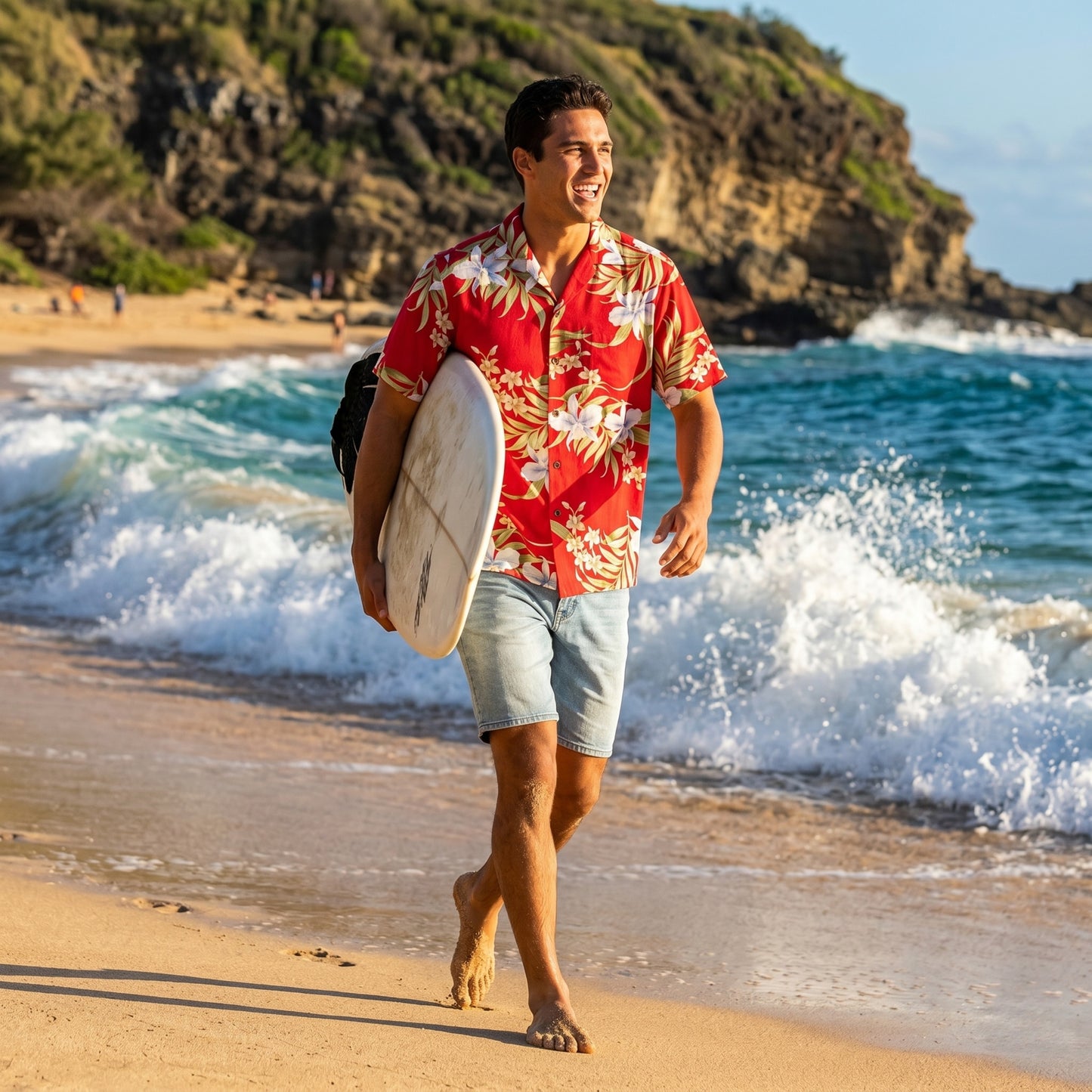 bamboo orchid red hawaiian rayon shirt