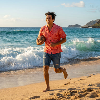hibiscus hideaway orange hawaiian aloha rayon shirt