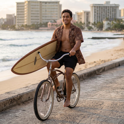 honolulu brown hawaiian aloha rayon shirt