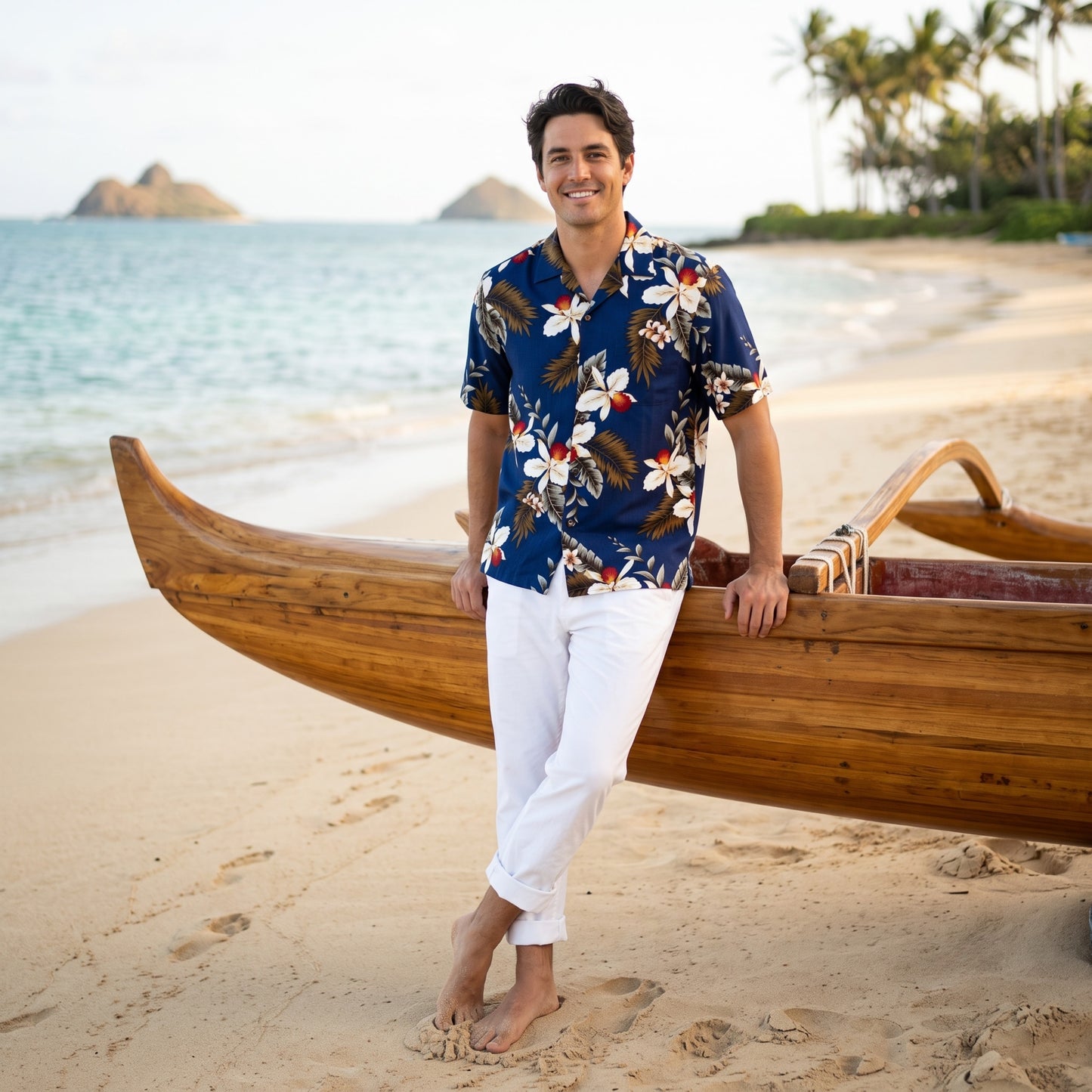 majestic blue hawaiian rayon shirt