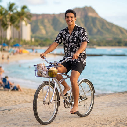 pineapple paradise black hawaiian rayon shirt
