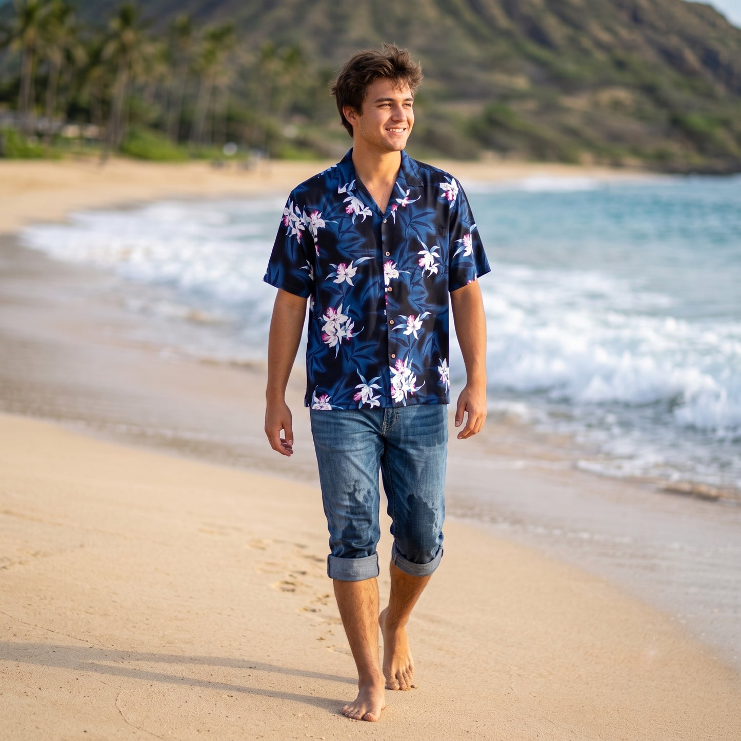 poipu grey hawaiian aloha rayon shirt