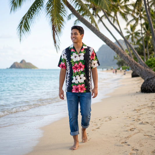 vintage aloha black hawaiian rayon shirt