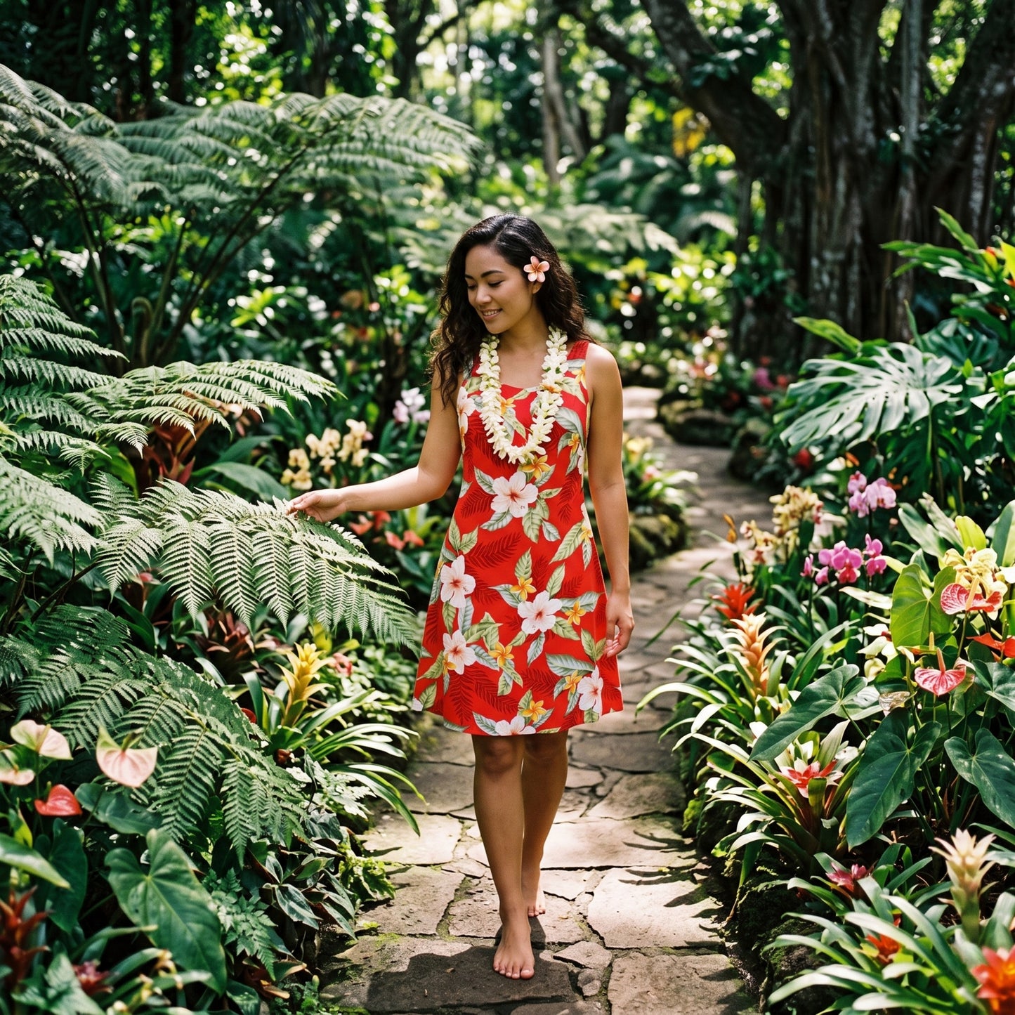 makaha red hawaiian fiesta dress
