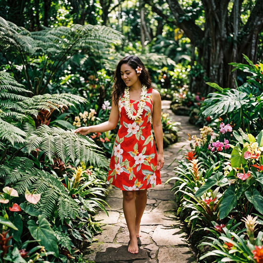 makaha red hawaiian fiesta dress