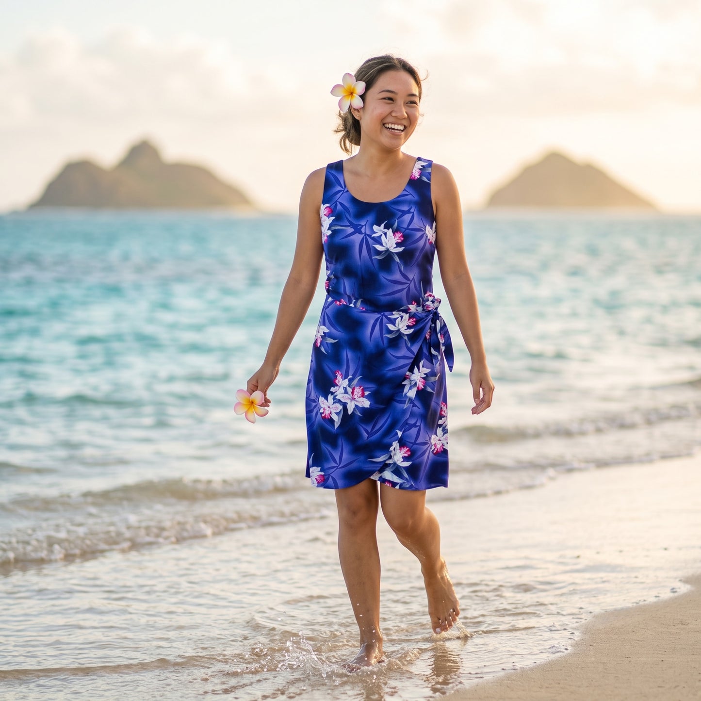 poipu purple hawaiian honi sarong dress