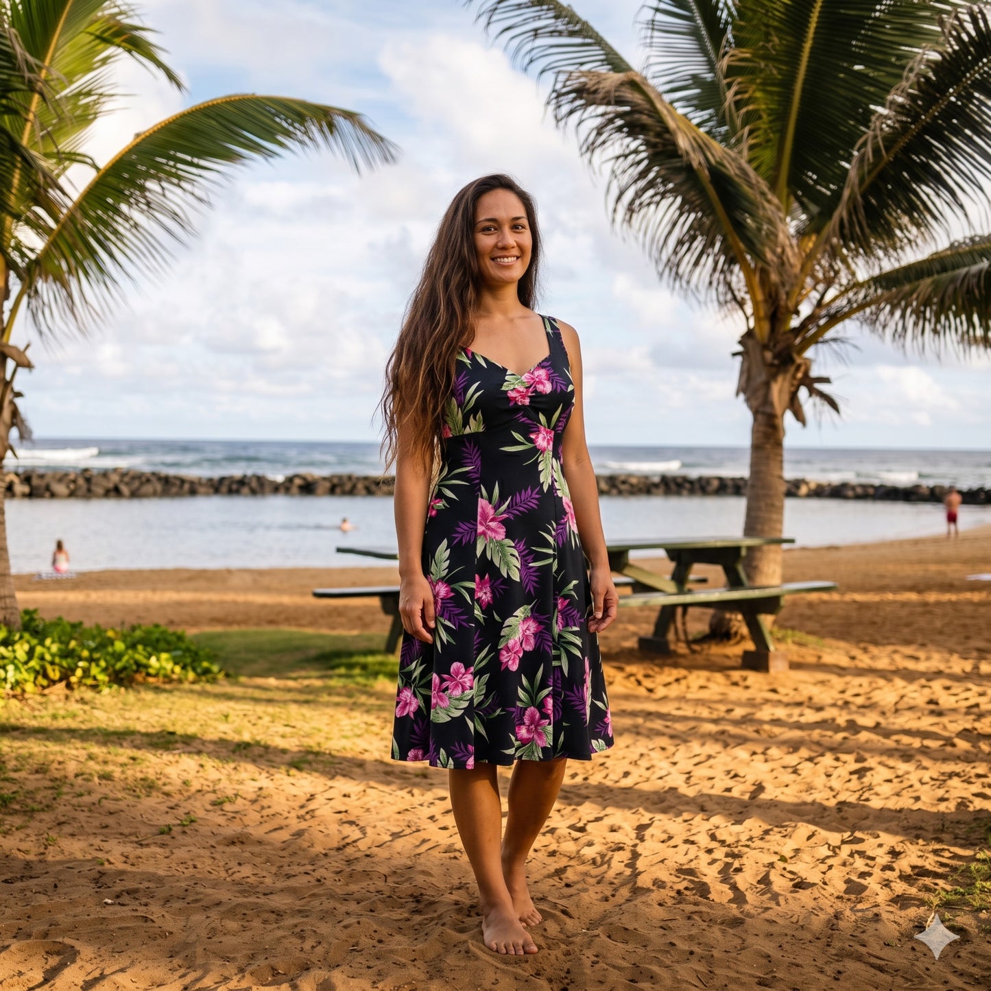 midnight black hawaiian molokini short dress