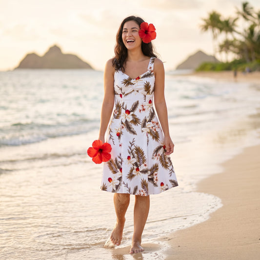 moon white hawaiian molokini short dress
