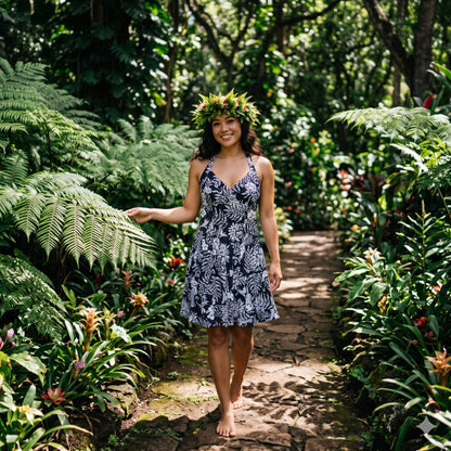 pineapple dream black hawaiian napali halter dress