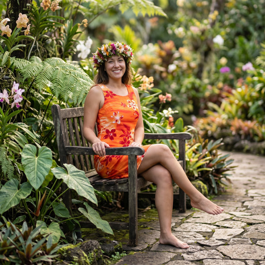 aurora orange hawaiian tank dress