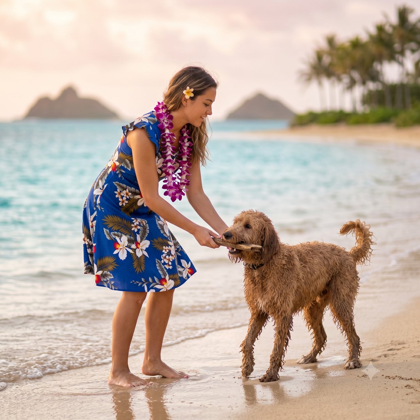 majestic blue hawaiian xoxo short dress