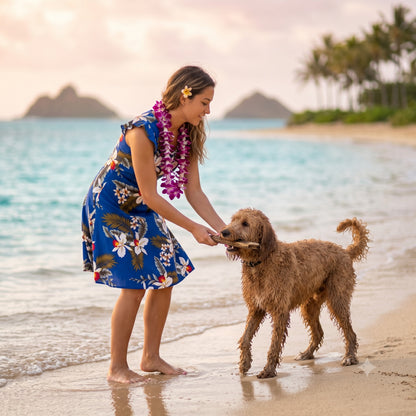 majestic blue hawaiian xoxo short dress