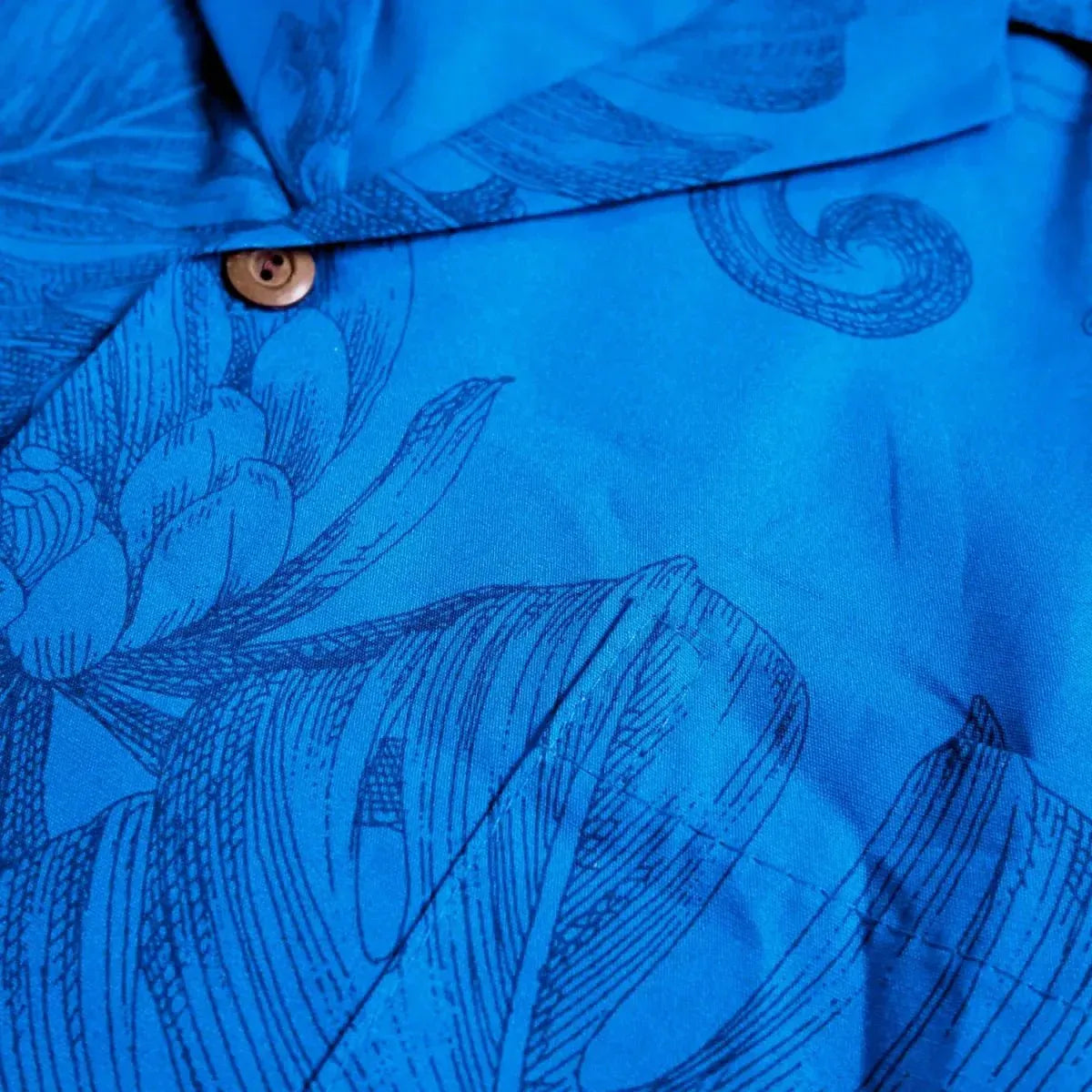 Monstera cereus blue hawaiian cotton shirt - alohaz