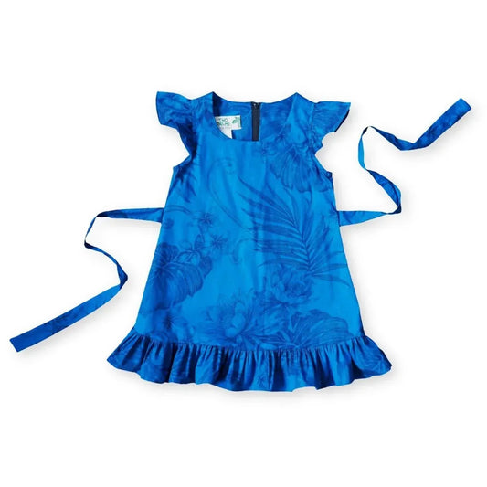 Monstera cereus blue hawaiian girl flutter dress - alohaz