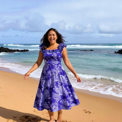 Monstera cereus purple hawaiian leilani dress - alohaz
