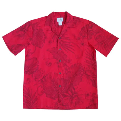 Monstera cereus red hawaiian cotton shirt - alohaz