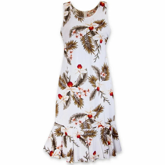 Moon white hawaiian hana aloha dress - alohaz