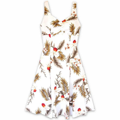 white hawaiian dress Cream Flower Lei Print Elegant Long Pleated Lace 2034 4 XSmall to 2XLarge Sizes available Hawaiian Wedding Dresses & Shirts