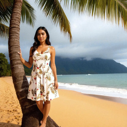 moon white hawaiian molokini short dress - Alohaz moon white hawaiian molokini short dress - Alohaz