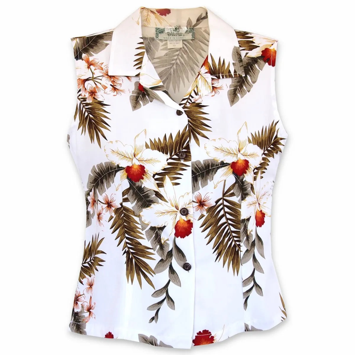 Moon white hawaiian sleeveless blouse