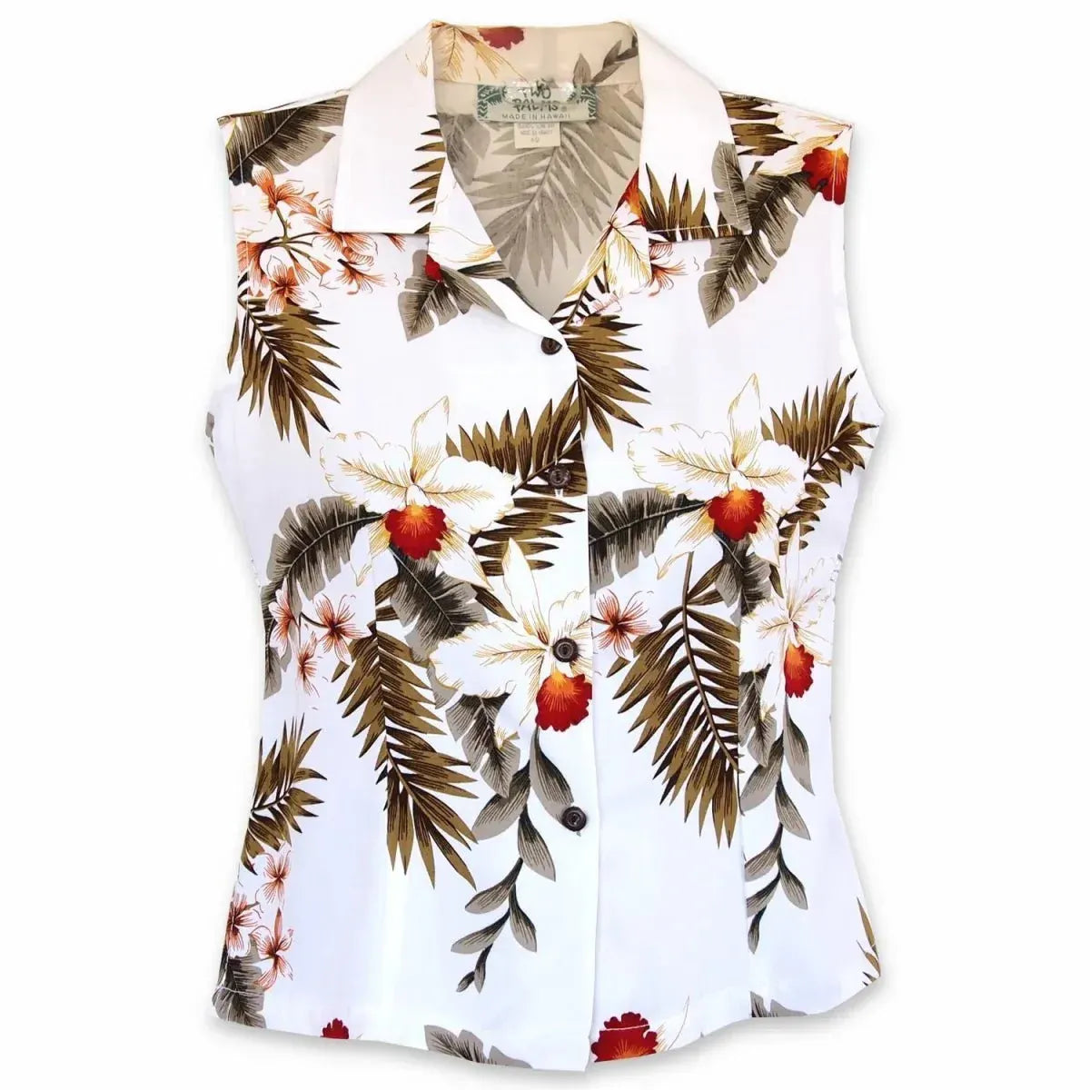 Moon white hawaiian sleeveless blouse - alohaz