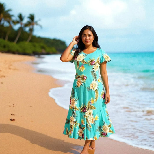 Mountain green hawaiian malia dress - alohaz