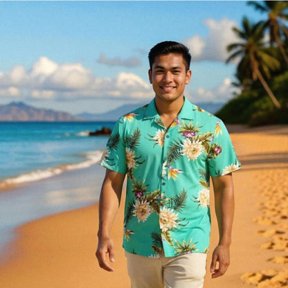 Mountain green hawaiian rayon shirt - alohaz