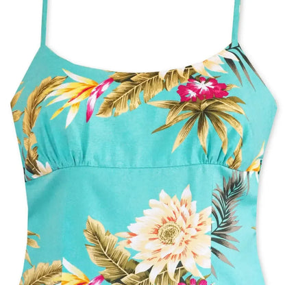 Mountain green long skinny straps hawaiian dress - alohaz