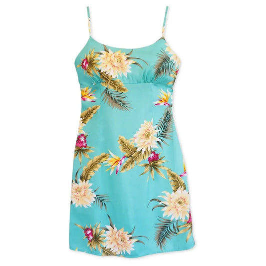 Mountain green short skinny straps hawaiian dress - alohaz