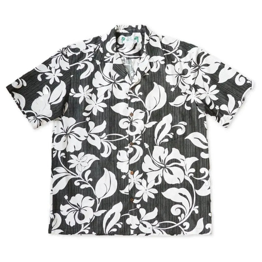 Nanakuli black hawaiian cotton shirt - alohaz