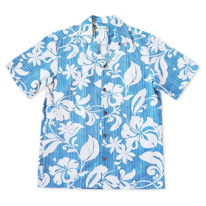 Nanakuli blue hawaiian cotton shirt - alohaz