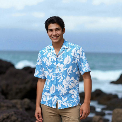Nanakuli blue hawaiian cotton shirt - alohaz
