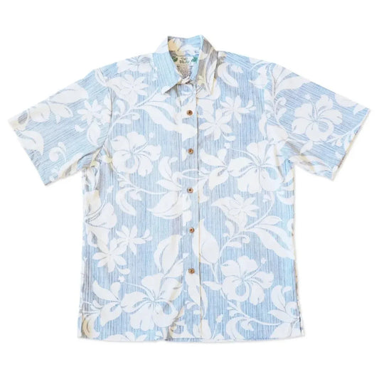 Nanakuli blue reverse print hawaiian cotton shirt - alohaz
