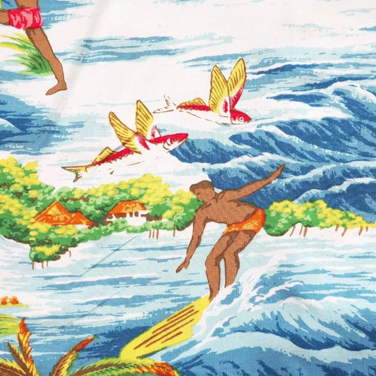 Ocean life blue hawaiian rayon fabric - alohaz