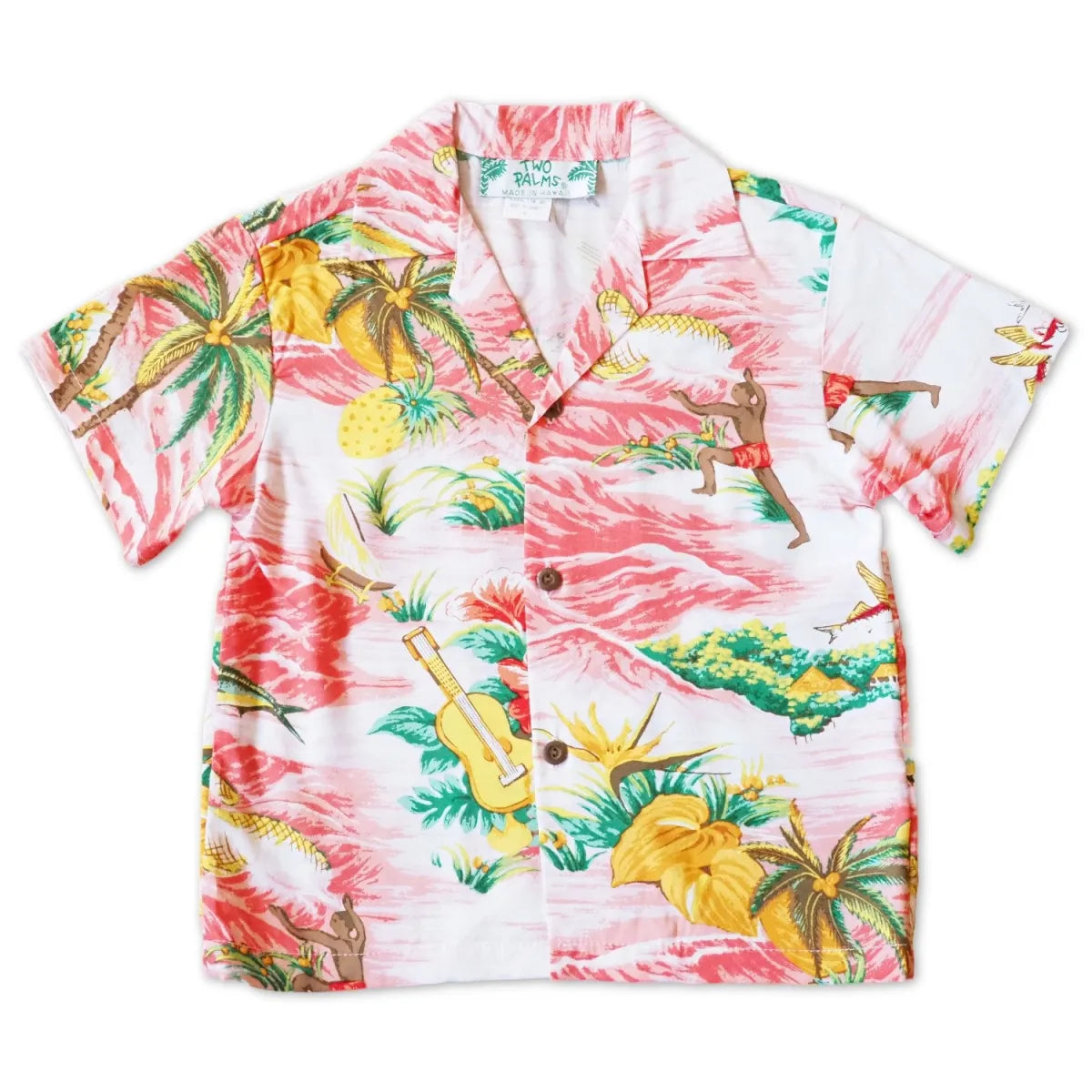 Ocean life pink hawaiian boy shirt