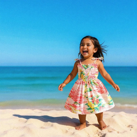 Ocean life pink hawaiian girl sunkiss dress - alohaz