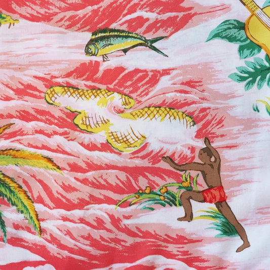 Ocean life pink hawaiian rayon fabric - alohaz