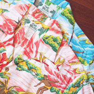 Ocean life pink hawaiian rayon shirt