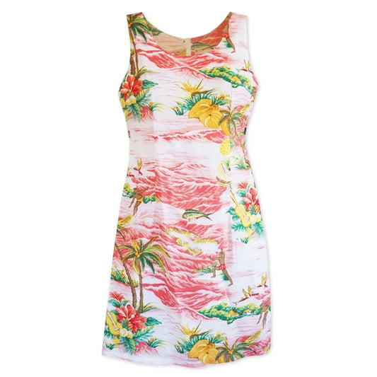 Ocean life pink hawaiian tank dress - alohaz