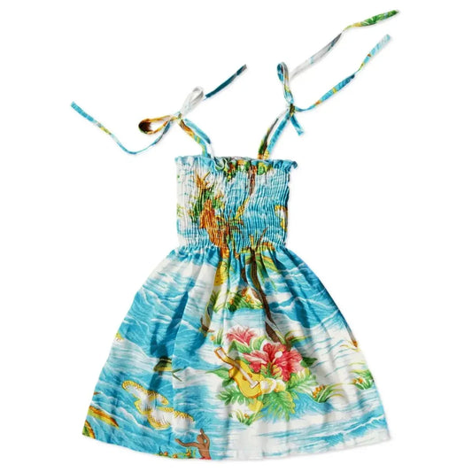 Ocean life teal hawaiian girl sunkiss dress - alohaz
