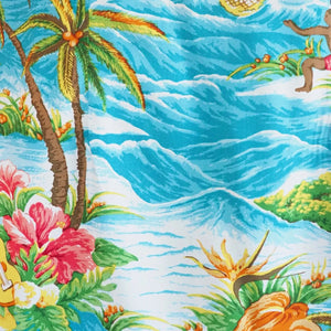 Ocean life teal hawaiian rayon fabric