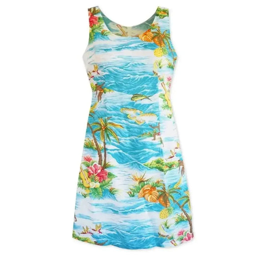 Ocean life teal hawaiian tank dress - alohaz